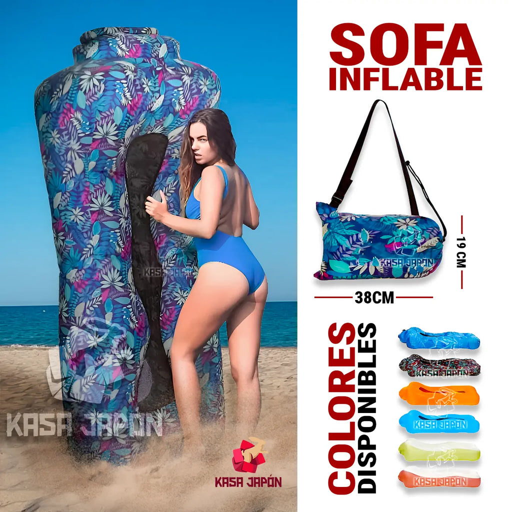Sofa Inflable 🌴 Relajate en Segundos😌, No Necesita Inflador 🎁Incluye PROTECTOR